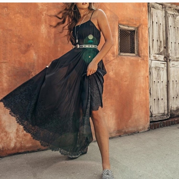 We are Hah Sheer Tank Dress with Lace - Picture 2 of 2